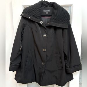 Jones New York Black Jacket Coat Knitted Collar Heavyweight Women Plus Size 1X
